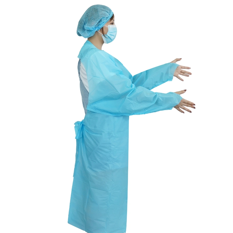 Long Sleeve Disposable CPE Gown with Thumb Loops Medical Isolation Gown